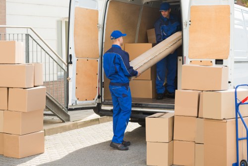 Local student removals service in Uxbridge with boxes and furniture being moved