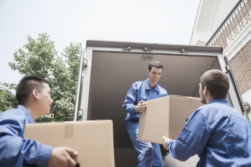 Packed household items prepared for urgent removals