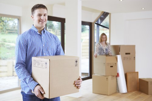 Packed boxes and household items ready for transport