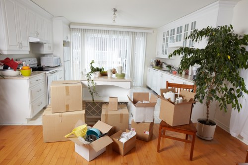 Careful loading for a flat move with stairs and narrow access