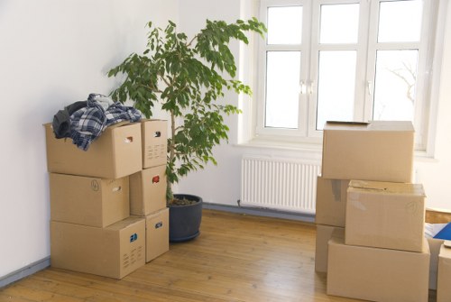 Boxes and furniture ready for a local apartment relocation