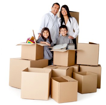 Professional movers loading household belongings into a van in Uxbridge